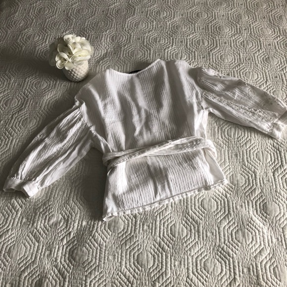 Zara white wrap around long sleeve blouse size S - Picture 10 of 15